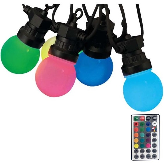 LED RGB Guirlande extérieure STRING 13 m 15xLED/0,5W/230V IP44 + télécommande