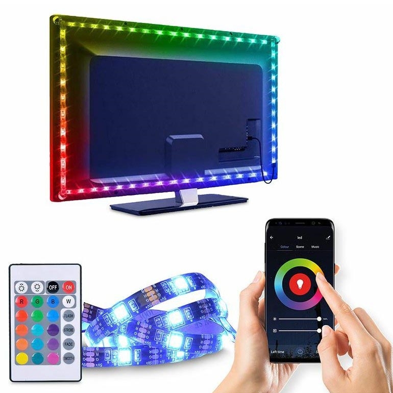 LED RGB Ruban à intensité variable pour TV LED/6W/5V Wi-Fi Tuya + télécommande 0,5m