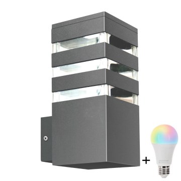 LED RGBW Applique murale extérieure dimmable TEKSAS 1xE27/12W/230V 2700-6500K Wi-Fi IP44 anthracite