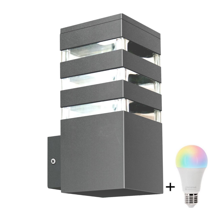 LED RGBW Applique murale extérieure dimmable TEKSAS 1xE27/12W/230V 2700-6500K Wi-Fi IP44 anthracite