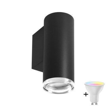 LED RGBW dimmable applique murale pour salle de bains TURYN 1xGU10/4,8W/230V 3000K IP44 noire + télécommande