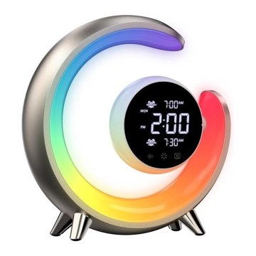 LED RGBW Lampe de table à intensité variable avec réveil PEACOCK LED/20W/5V USB