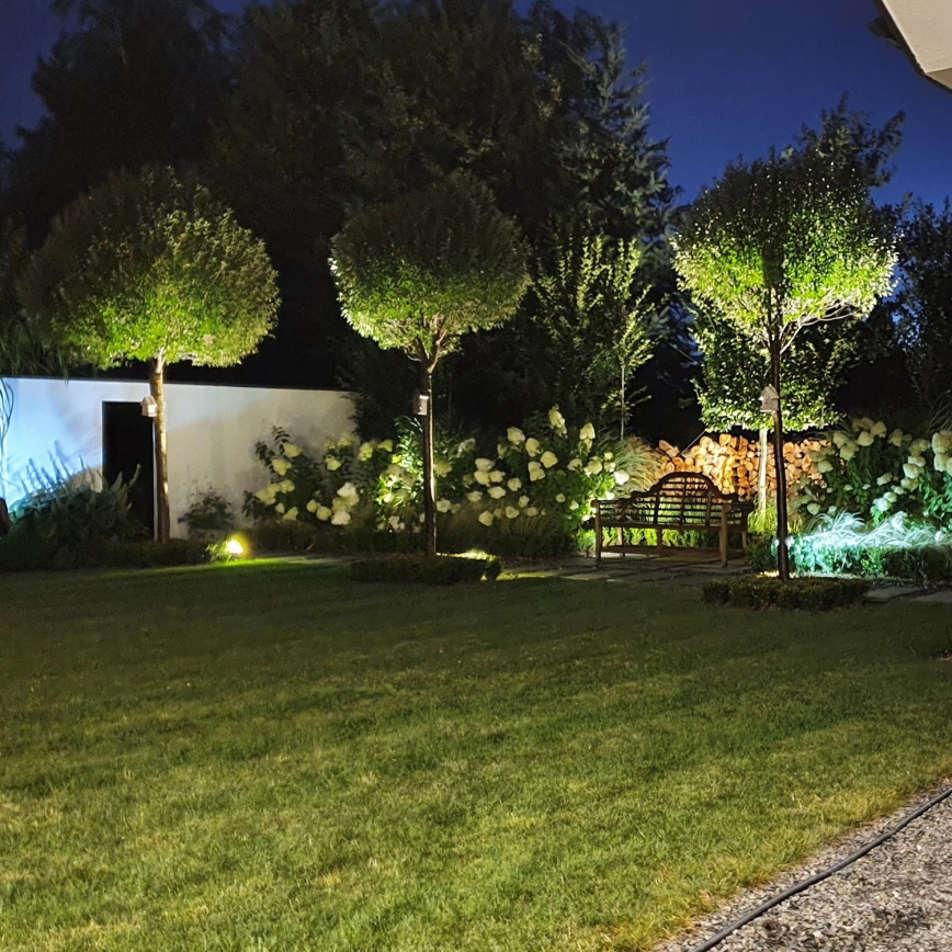 LED RGBW Lampe extérieure dimmable BLAKE 1xGU10/4,8W/230V IP65 + télécommande