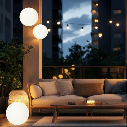 Lampe solaire dimmable LED RGBW GARDEN BALL LED/5W/3,7V 3000K IP54 2200 mAh Ø 40 cm + télécommande