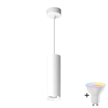 LED RGBW Suspension dimmable pour salle de bains sur câble TURYN 1xGU10/6,5W/230V 2700-6500K Wi-Fi IP44 blanche