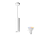 LED RGBW Suspension dimmable pour salle de bains sur câble TURYN 1xGU10/6W/230V 3000K Wi-Fi IP44 blanche