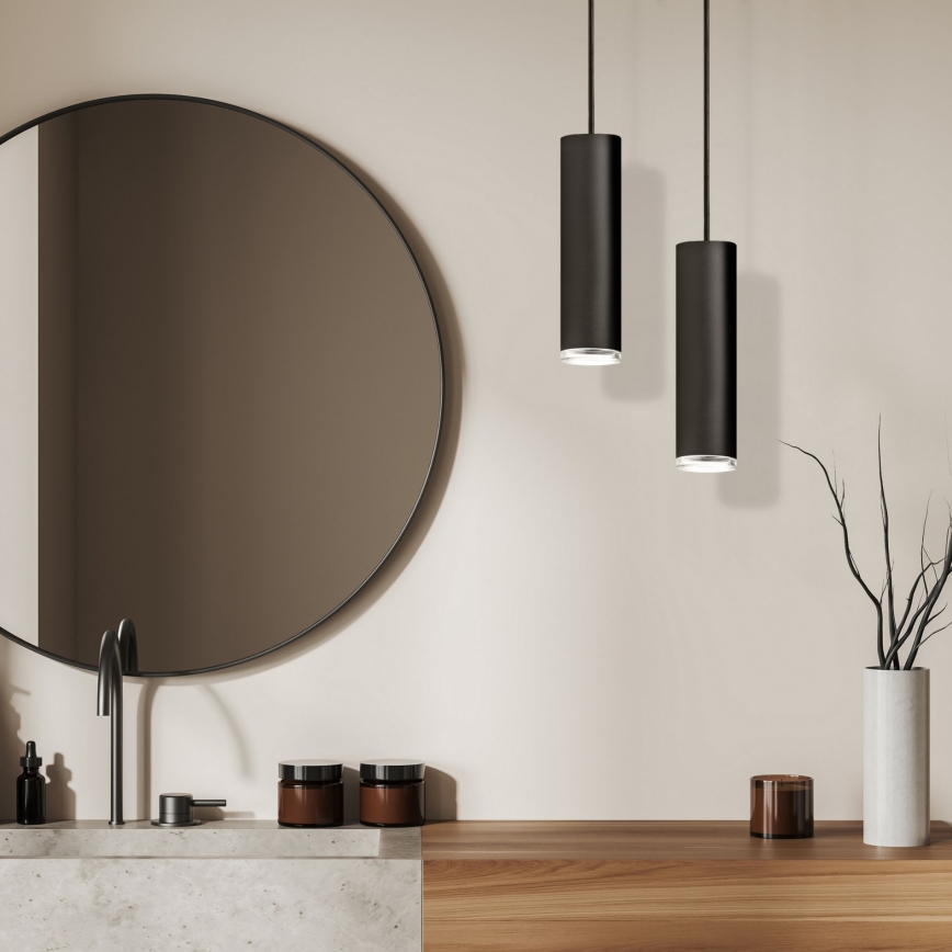 Suspension LED RGBW dimmable pour salle de bains sur câble TURYN 1xGU10/6W/230V 3000K Wi-Fi IP44 noir