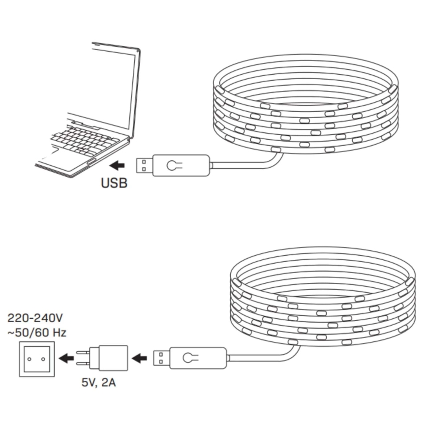 LED RVB guirlande LED/10W/5V 10 m USB + télécommande