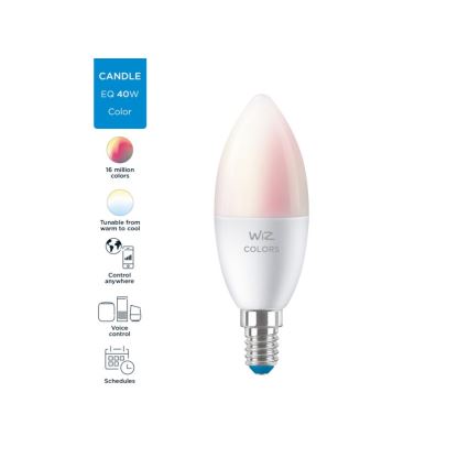 LED RVBW Ampoule à intensité variable C37 E14/4,9W/230V 2200-6500K CRI 90 Wi-Fi -WiZ