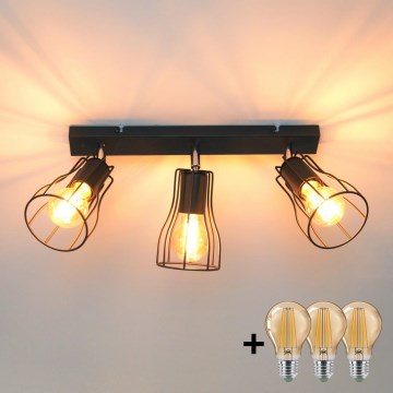 LED Spot TUBE II 3xE27/15W/230V noir