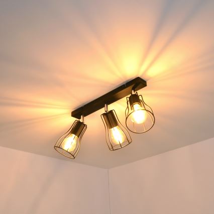 LED Spot TUBE II 3xE27/15W/230V noir