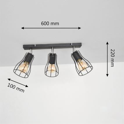 LED Spot TUBE II 3xE27/15W/230V noir