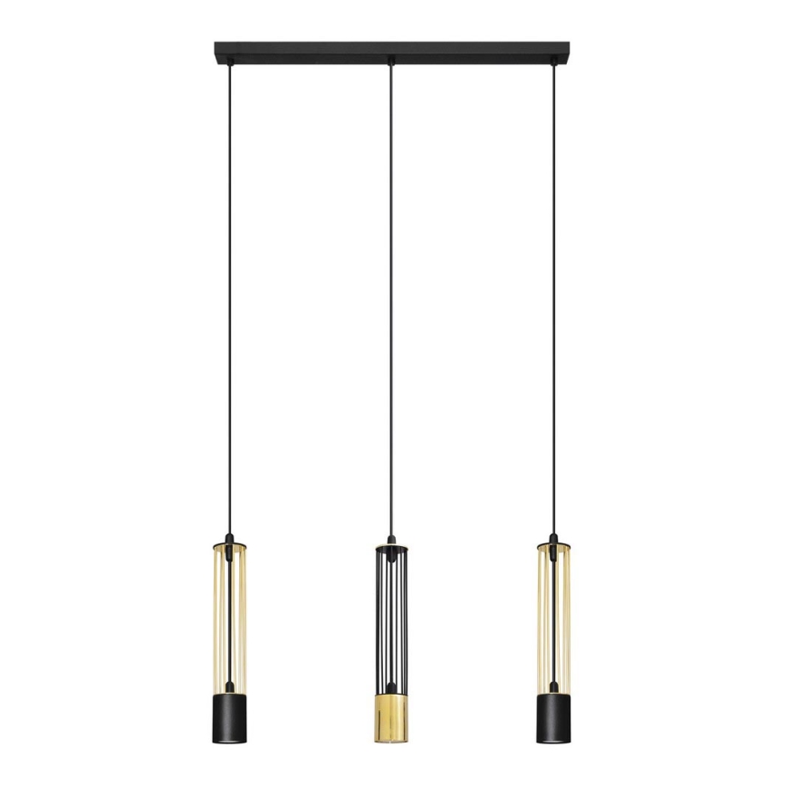 LED Suspension filaire BARS 3xGU10/4,8W/230V noire/dorée