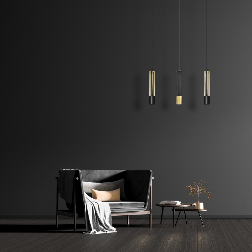 LED Suspension filaire BARS 3xGU10/4,8W/230V noire/dorée