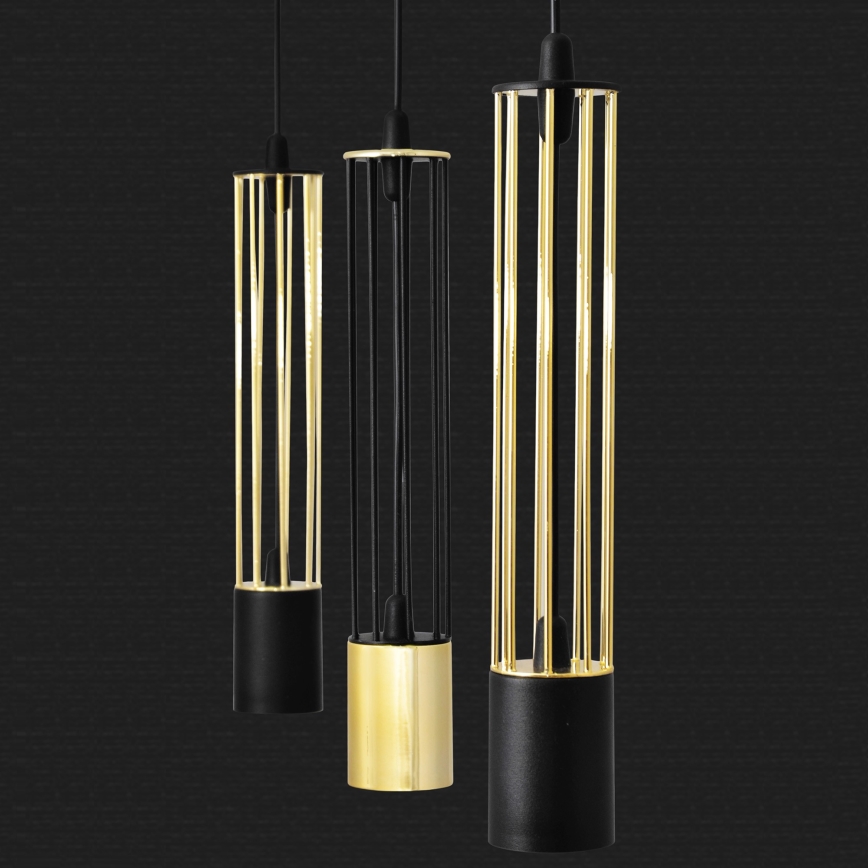LED Suspension filaire BARS 3xGU10/4,8W/230V noire/dorée