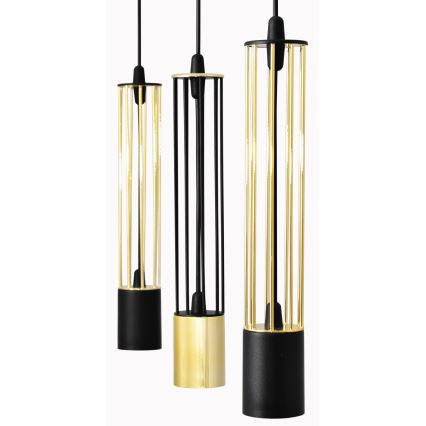 LED Suspension filaire BARS 3xGU10/4,8W/230V noire/dorée