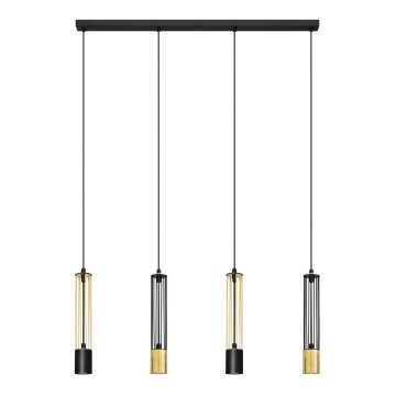 LED Suspension filaire BARS 4xGU10/4,8W/230V noir/doré