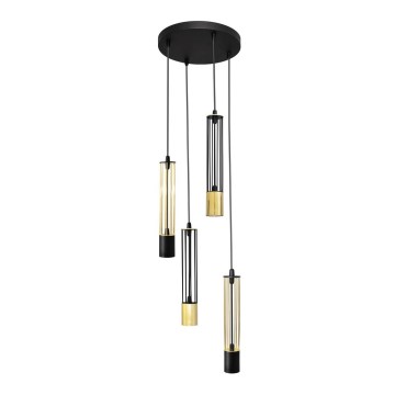 LED Suspension filaire BARS 4xGU10/4,8W/230V noire/dorée