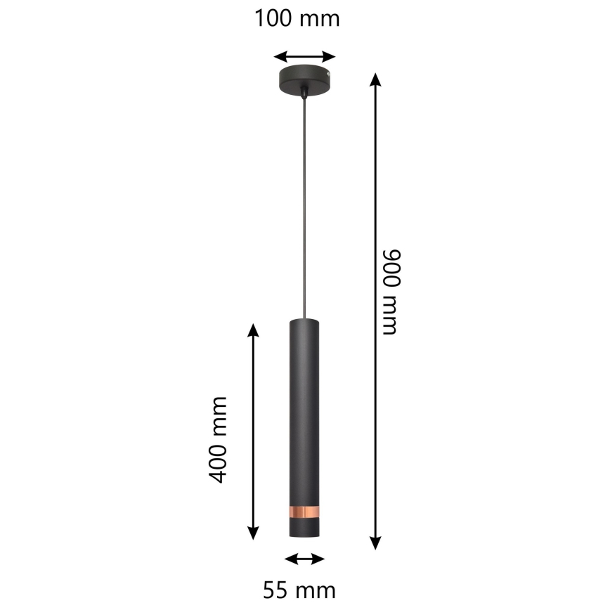 LED Suspension filaire TUBA 1xGU10/4,8W/230V noire/cuivre