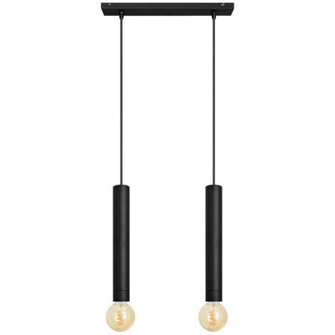 LED Suspension filaire TUBA 2xE27/60W/230V noir