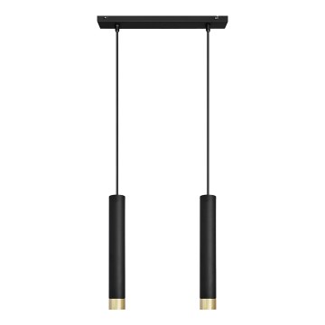 LED Suspension filaire TUBA 2xGU10/4,8W/230V noir/doré