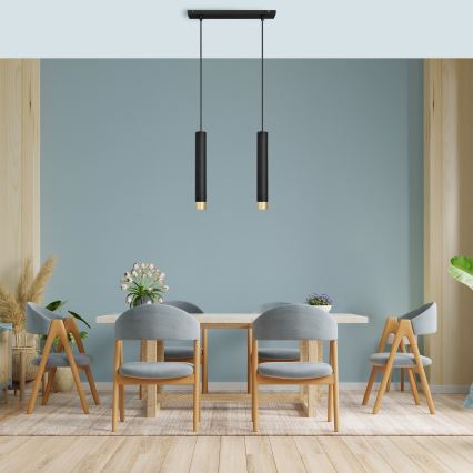 LED Suspension filaire TUBA 2xGU10/4,8W/230V noir/doré