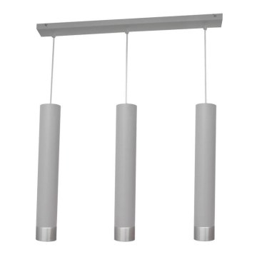 LED Suspension filaire TUBA 3xGU10/4,8W/230V gris/chrome brillant
