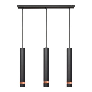 LED Suspension filaire TUBA 3xGU10/4,8W/230V noire/cuivre