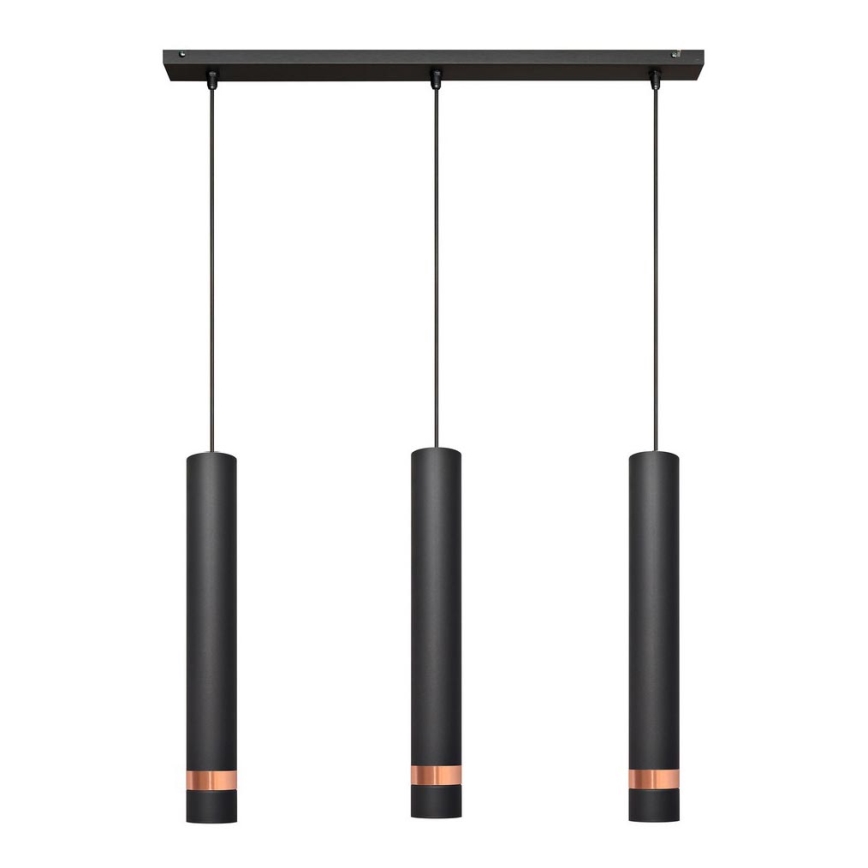 LED Suspension filaire TUBA 3xGU10/4,8W/230V noire/cuivre
