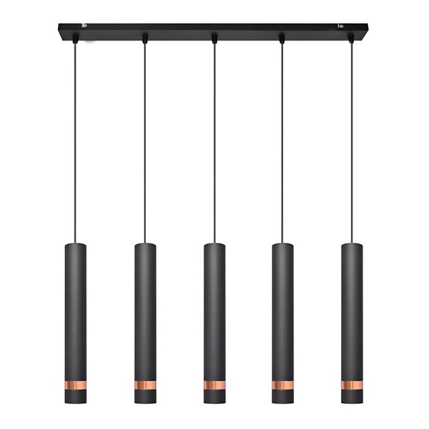 LED Suspension filaire TUBA 5xGU10/6,5W/230V noir/cuivre