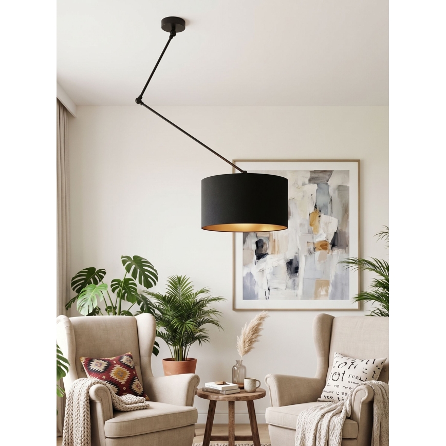 LED suspension réglable sur tige GORTA 1xE27/60W/230V noir/doré