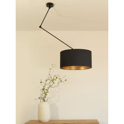 LED suspension réglable sur tige GORTA 1xE27/60W/230V noir/doré