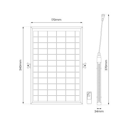LED à intensité variable extérieur tube avec détecteur et panneau solaire JIMMY 40W/5000 mAh 3,7V 6000K IP65 + télécommande