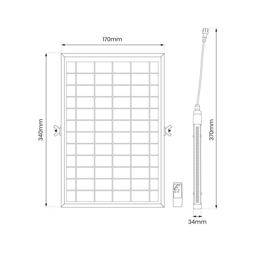 LED à intensité variable extérieur tube avec détecteur et panneau solaire JIMMY 40W/5000 mAh 3,7V 6000K IP65 + télécommande
