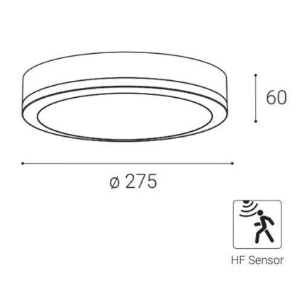 LED2 - Plafonnier LED extérieur avec détecteur KERY LED/18W/230V IP65 noir