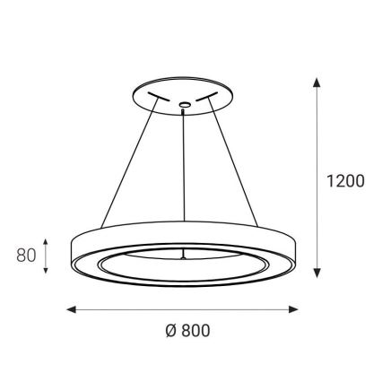 LED2 - Suspension filaire LED SATURN LED/80W/230V 3000K diam. 80 cm noir