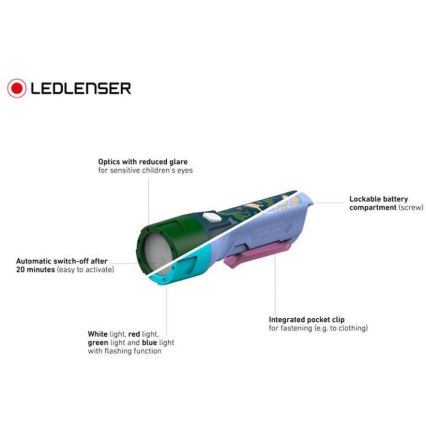 Ledlenser KIDBEAM4 DINO - lampe torche LED pour enfants à intensité réglable / 2xAAA IP44 verte