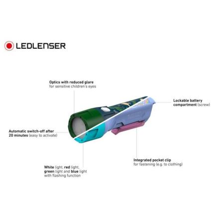 Ledlenser KIDBEAM4 RAINBOW - lampe de poche pour enfants à luminosité réglable LED/2xAAA IP44 violette