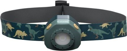 Ledlenser KIDLED4R DINO - Lampe frontale rechargeable LED à intensité réglable pour enfants, 280 mAh, IPX4, 40 lm, 18 h, verte
