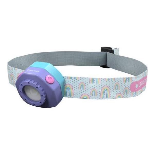 Ledlenser KIDLED4R RAINBOW - Lampe frontale LED rechargeable et dimmable pour enfants, 280 mAh, IPX4, 40 lm, 18 h, violette