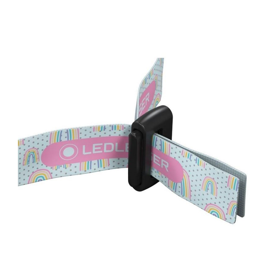 Ledlenser KIDLED4R RAINBOW - Lampe frontale LED rechargeable et dimmable pour enfants, 280 mAh, IPX4, 40 lm, 18 h, violette