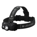 Ledlenser MH8 - Lampe frontale LED rechargeable à intensité variable, alimentée par 2xAA (1550 mAh), IP54, 600 lm, 60 h, noir