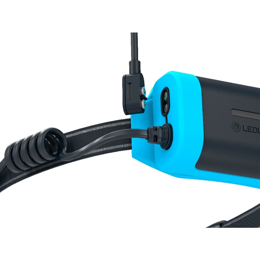 Ledlenser NEO9R - Lampe frontale rechargeable à LED à intensité réglable LED/5000 mAh IP54 1200 lm 120h noir/bleu