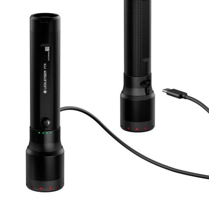 Ledlenser P7R - Lampe torche LED rechargeable à intensité variable, 4600 mAh, IP68, 2000 lm, 80 h, noire