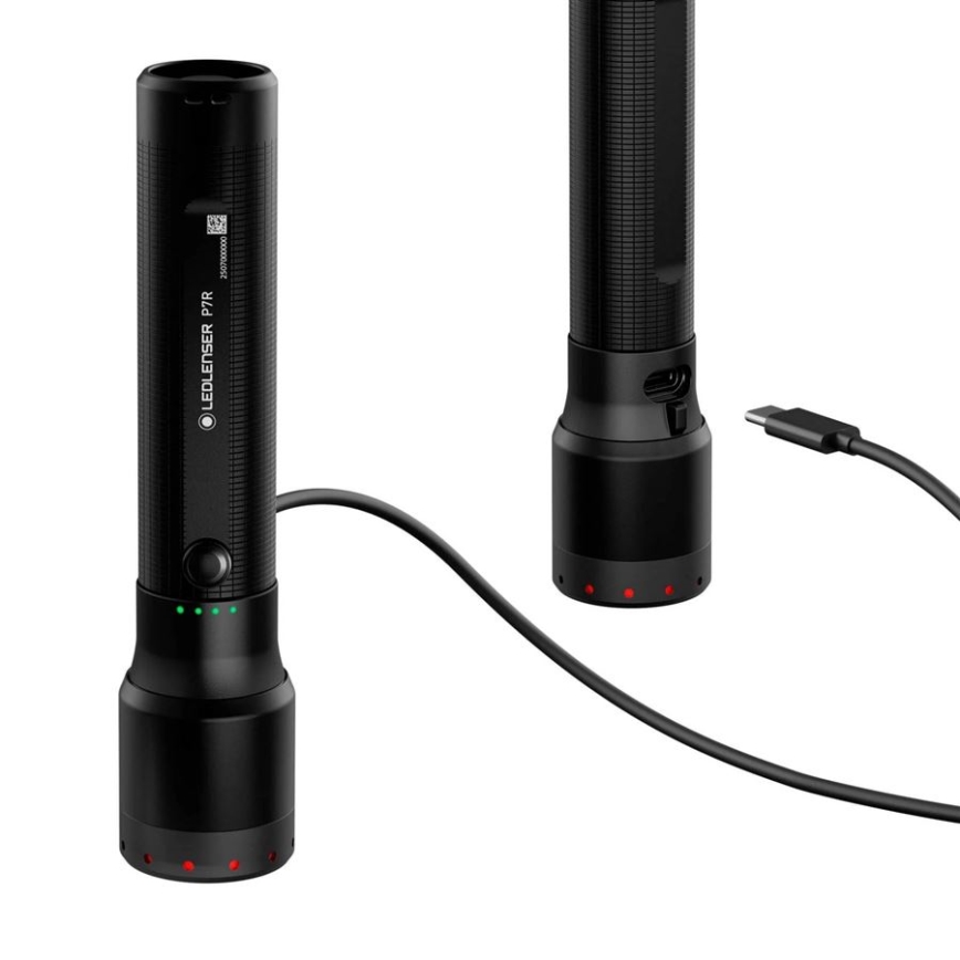 Ledlenser P7R - Lampe torche LED rechargeable à intensité variable, 4600 mAh, IP68, 2000 lm, 80 h, noire