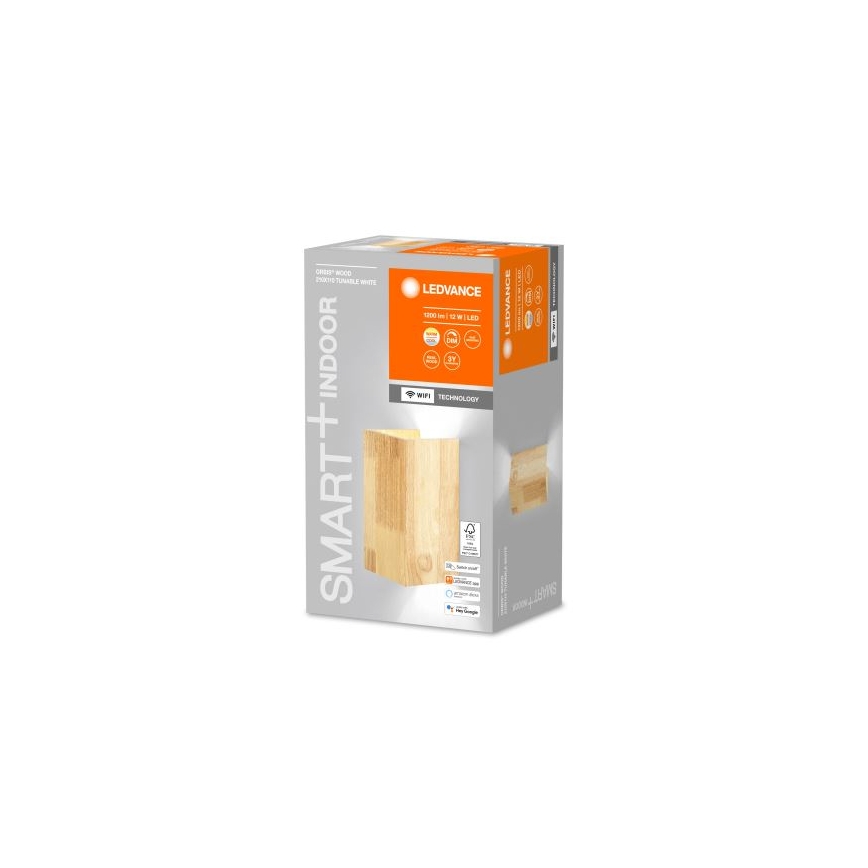 Ledvance - Applique murale à intensité variable SMART+ WOOD LED/12W/230V 3000-6500K Wi-Fi