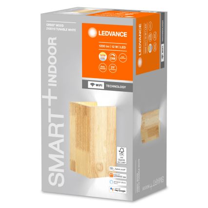 Ledvance - Applique murale à intensité variable SMART+ WOOD LED/12W/230V 3000-6500K Wi-Fi