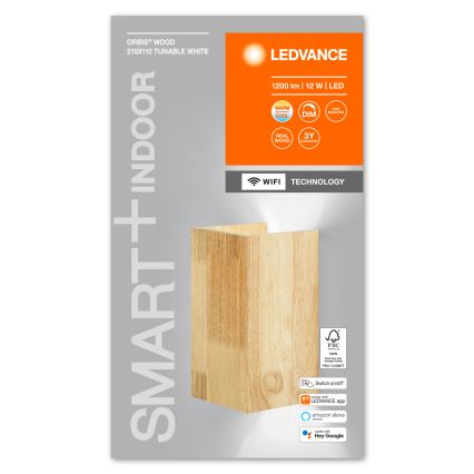 Ledvance - Applique murale à intensité variable SMART+ WOOD LED/12W/230V 3000-6500K Wi-Fi