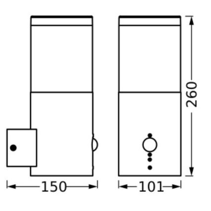 Ledvance - Applique murale extérieure avec détecteur EBRO 1xE27/20W/230V IP44