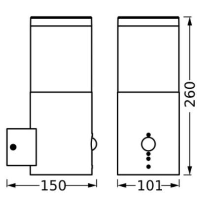 Ledvance - Applique murale extérieure avec détecteur EBRO 1xE27/20W/230V IP44